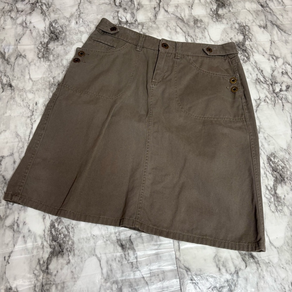 G.H. Bass & Co 100% Cotton Y2K Casual Cargo style green brown skirt size 2